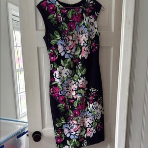 Floral Sleeveless Dress - Navy and Pink